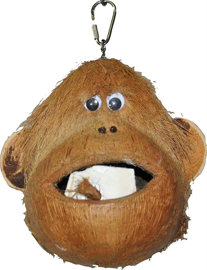 A&E CAGE Company HB46581 Happy Beaks Coco Monkey Assorted Bird Toy, 6 by 6 by 6", Brown
