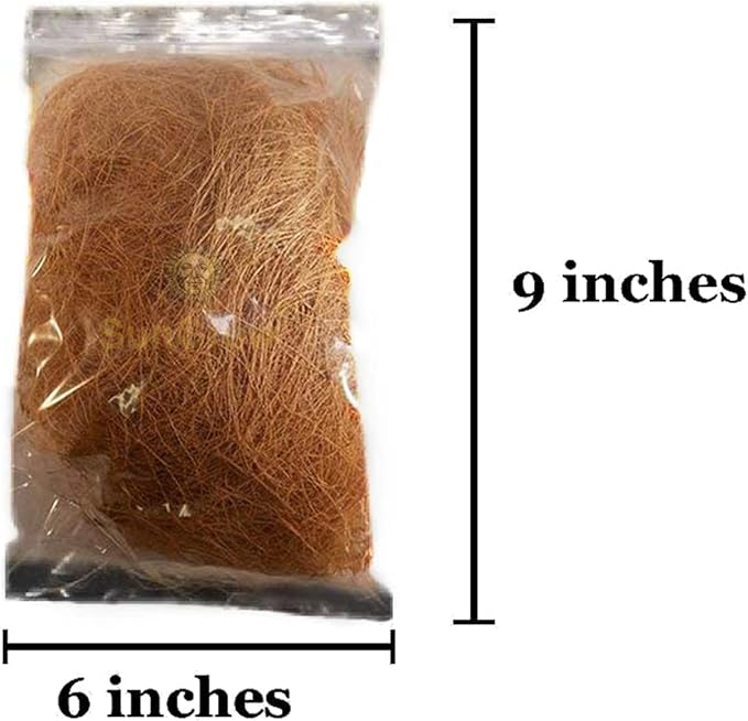 SunGrow Finch Coconut Fiber, Loose Bedding Substrate for Birds Nest Cages, Nesting Material for Budgie Hummingbird Canary Parakeet, 1.5 oz