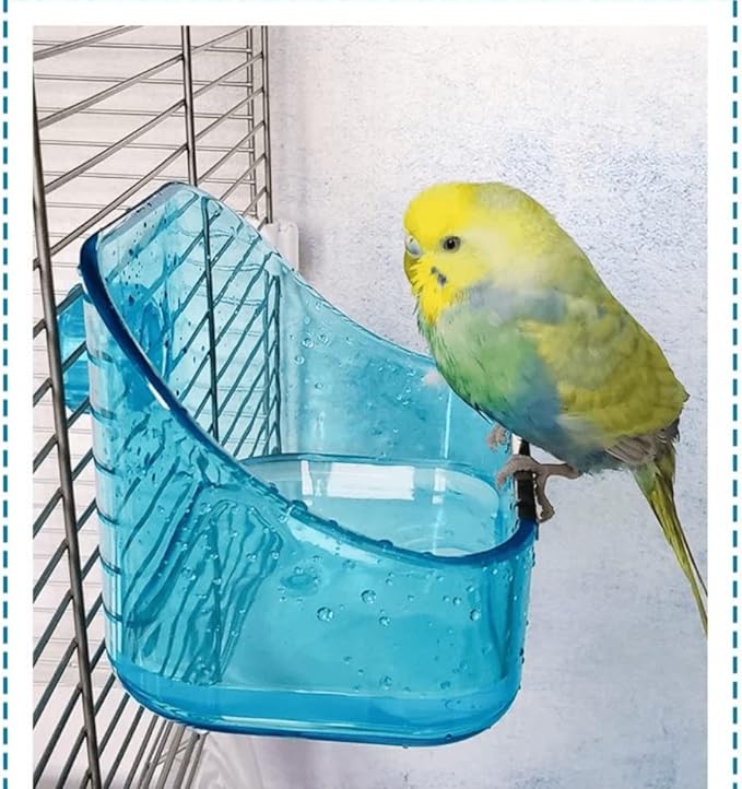Bird Bathtub, Crystal Pet Bird Bath Box, Bird Cage Parrot Bathing Tub, Bird Cage Accessory Bathing Tub Bath for Small Birds Parakeet Canary Budgerigar Lovebirds