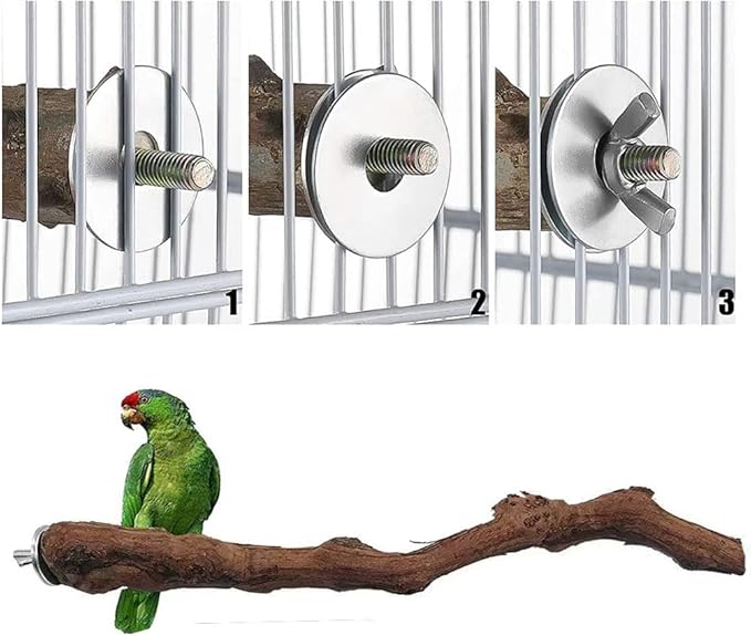 Natural Parrot Perch Wild Grape Stick Bird Standing Pole Claw Grinding Fork Parrot Climbing Standing Branch Toy Chewable Cage Accessory Small Budgies Love Birds 4PCS