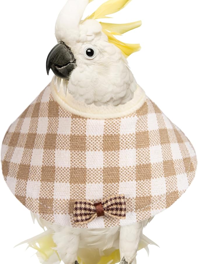 Feather Plucking Bird Collar - Adjustable Annti Peck Neck Guard, Soft Parrot Recovery Wrap | Lightweight Comfortable Protective Aid Avian Vest Cone, Pet Costume for Quaker, Monk Parakeets