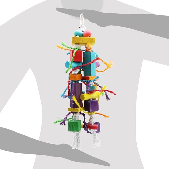 Wontee Bird Toys Parrot Chewing Wood Blocks Tearing Toys for Parakeet Cockatiel Sun Conure African Grey Indian Ringnecks Small and Medium Sized Birds (Medium)