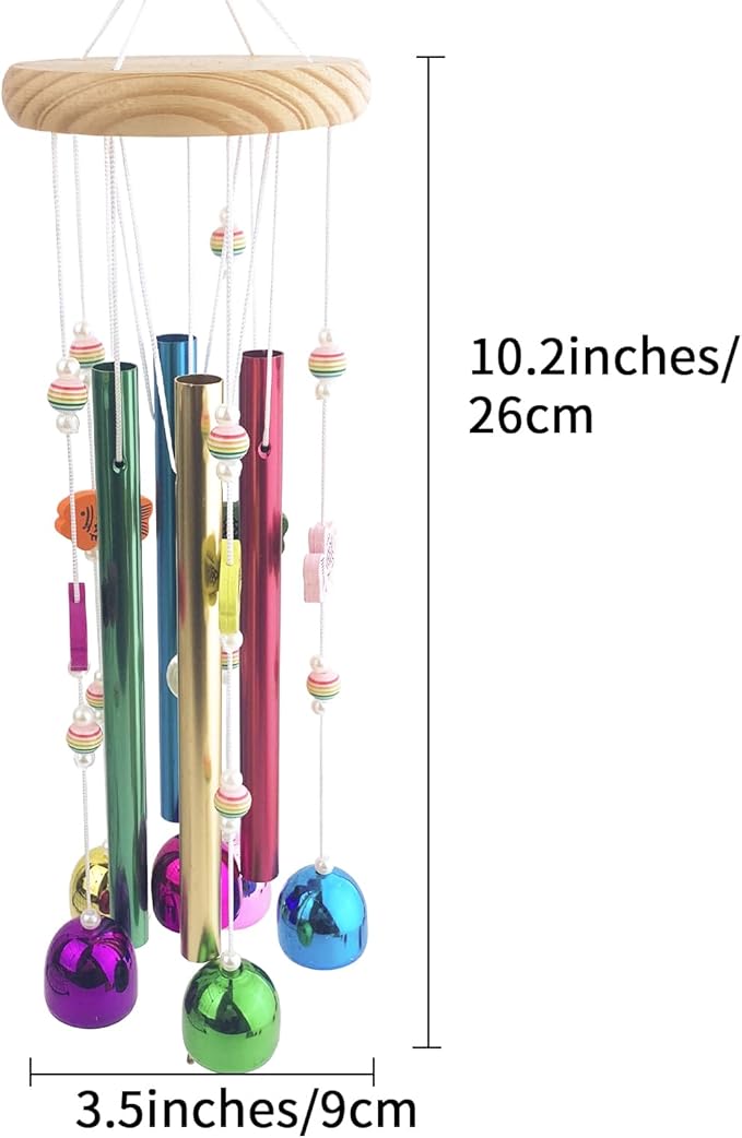 FlidRunest Bird Chewing Toys with Colorful Bells, Conure Wind Chimes Chew Toy with Colorful Stick, Bird Parrot Cage Hanging Bells Toys for Conure, Budgie, Parakeet, Cockatiel, Lovebird