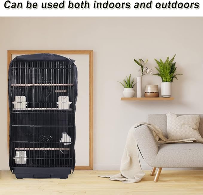 Bird Cage Cover Good Night Birdcage Cover Universal Blackout Bird Parrot Cage Cover Durable Washable for Parakeets Lovebirds Budgies Macaw Conure Square Cages - Black