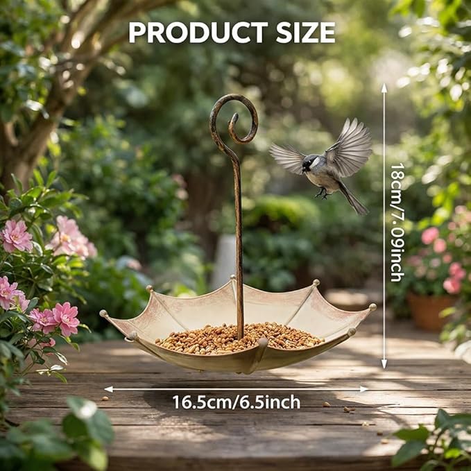 Mini Umbrella Bird Feeder Whimsical Garden Charm Hummingbird Feeders Station for Outdoors Hanging Metal Tray Birds Bath Waterer Shade Cover Garden Gifts for Wild Patio Yard Tree Decor