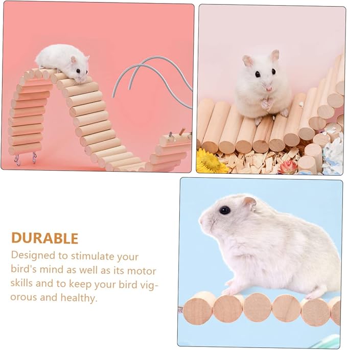 Abaodam Pets Parrots Climbing Ladder Toy for Birds and Hamsters Natural Wood Swing Design for Exercise and Adventure Bird Cages Wide
