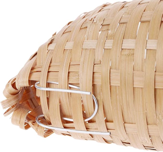 Small Bird Nest with Metal Hook Hand-Woven Bird Eco-Friendly Natural Bamboo Cage Accessories Hanging Bird Shelter