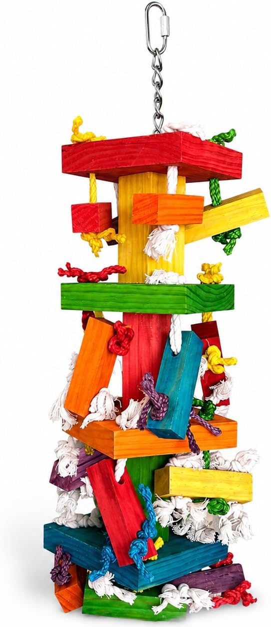 35" Extra Large Parrot Toys - Chewable Foraging Toys for Macaws, African Grey, Amazon Parrots - Durable Bird Cage Accessories Gift