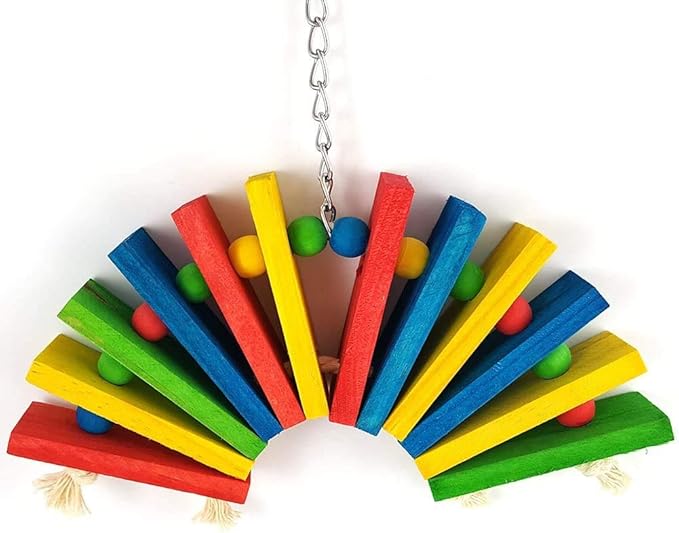 Litewoo Bird Parrot Parakeet Toys, Colorful Bite Wood Swing Toy for Small Medium Parakeet Cockatiel Budgie Cockatoo Macaw Conure Parrot(A)