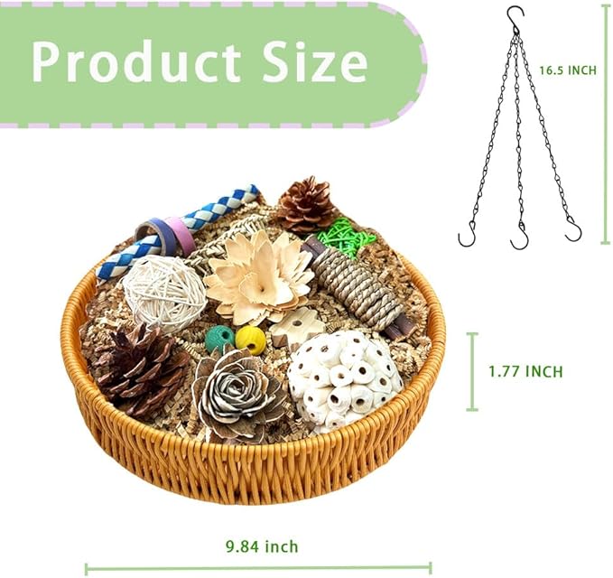 Bird Toy Parrot Toys Rattan Bird Foraging Box for Cockatiels,Parakeets,Conures,Love Birds & Small to Medium Parrots