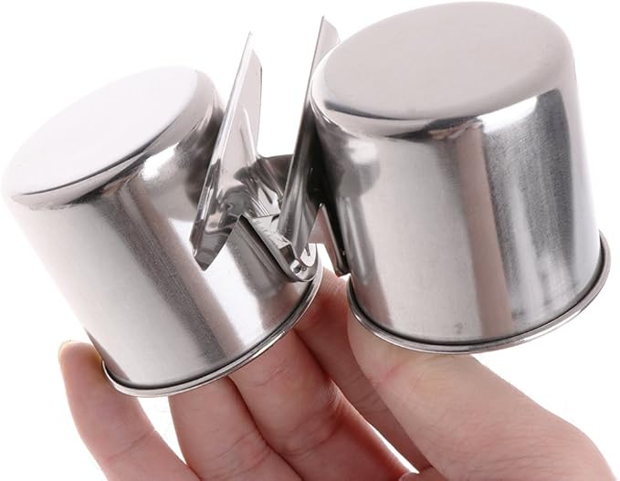 Youngy Food Water Feeding Bird Double Cups with Clip Stainless Steel Parrot Cage Stand - M