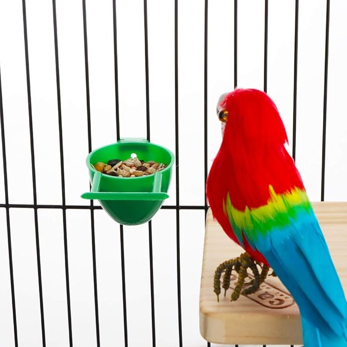 8 Pcs Mini Bird Parrot Food Bowl Feeder Plastic Pigeons Birds Cage Dish Convenient Hanging Container