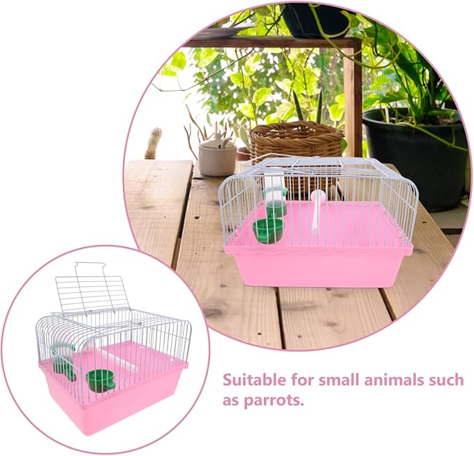 BESPORTBLE Portable Bird Carrier Travel Cage with Perch Food Box Water Dispenser Lightweight Small Bird Cage for Parrots and Lovebirds 9.29X6.57X6.29In
