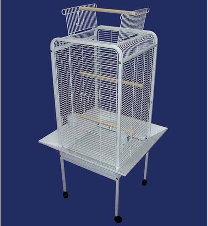 YML EF22 1/2" Bar Spacing Play Top Parrot Bird Cage, 22" x 22", White