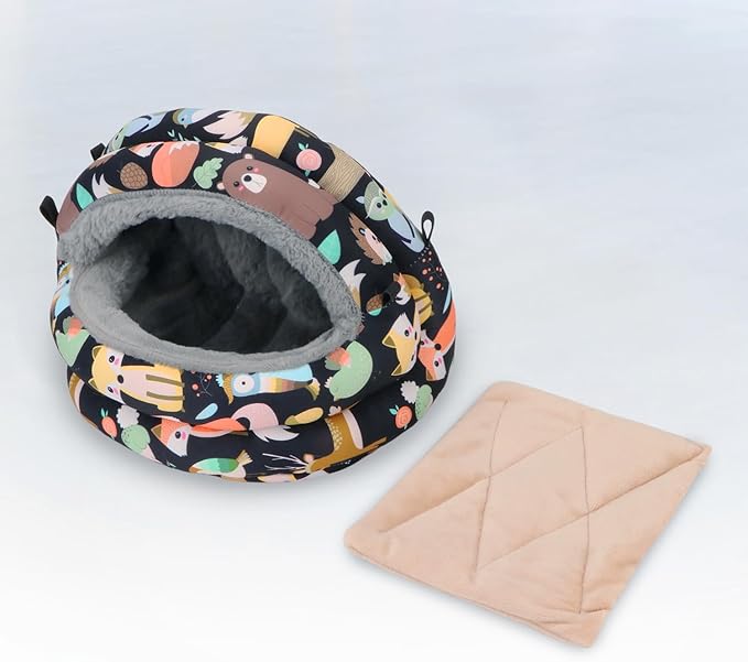 Bird Nest House Winter Warm Bird Bed Hanging Hammock Snuggle Hut for Parakeets Budgies Cockatiels Conures Quaker Parrot (Medium, Black)
