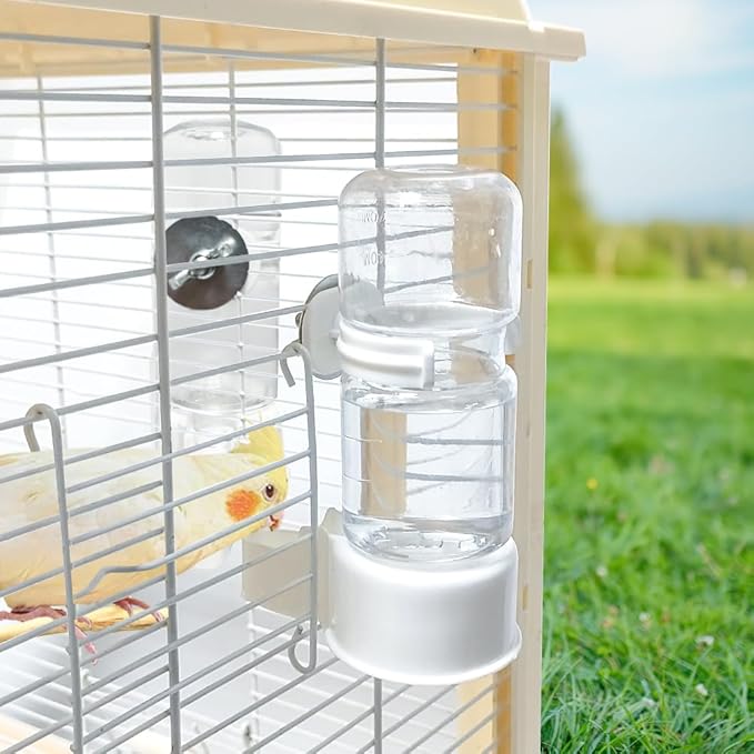2 Pcs Automatic Pet Bird Water Feeder, Water Dispenser for Cage, Bird Cage Suspended Automatic Water Dispenser, Parrot Feeders for Parakeet Budgie Cockatiel Lovebirds Canary Finch
