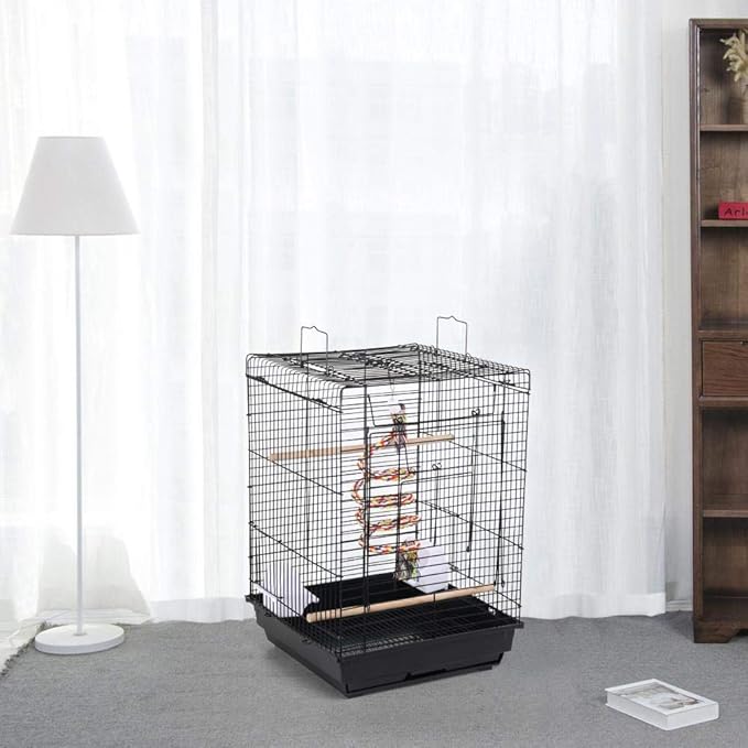 Topeakmart Heavy Duty Open Top Travel Bird Cage Carrier for Bird Canary Cockatiel Small Parrots