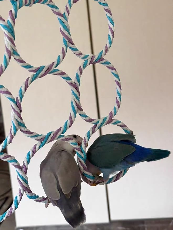 1 Pack Small Pet Rope Toys,Bird Rope Perch Climbing Net Ladder Hanging Hammock for Parrot (Parakeet/Cockatiel/Cockatoo/Macaw/Conure), Rat, Hamster, Mouse, Ferret (1Pcs)