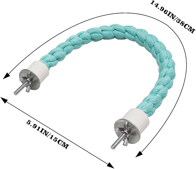 U Shape Bird Parrot Perch Stand Toy, Cotton Bendable Parakeet Standing Climbing Rope Toy, Cage Accessory for Small Birds Parakeet Budgies Cockatiels Lovebirds (15"/38 cm)