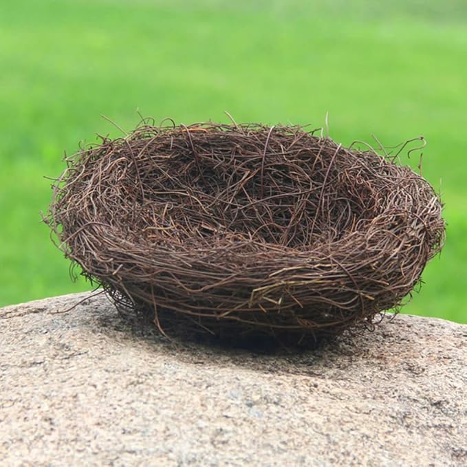 Ipetboom Artificial Bird Nest, 4pcs Imitated Bird Nest Birds Egg Nest Rattan Bird Nest Simulation Twig Bird Nest
