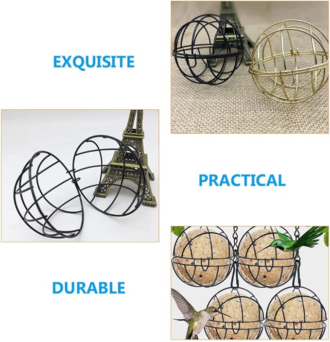 4Pcs Suet Basket Suet Ball Bird Feed Parrot Food Bowl Bird Food Container Cage Accessories for Woodkeeper Parrot Gold