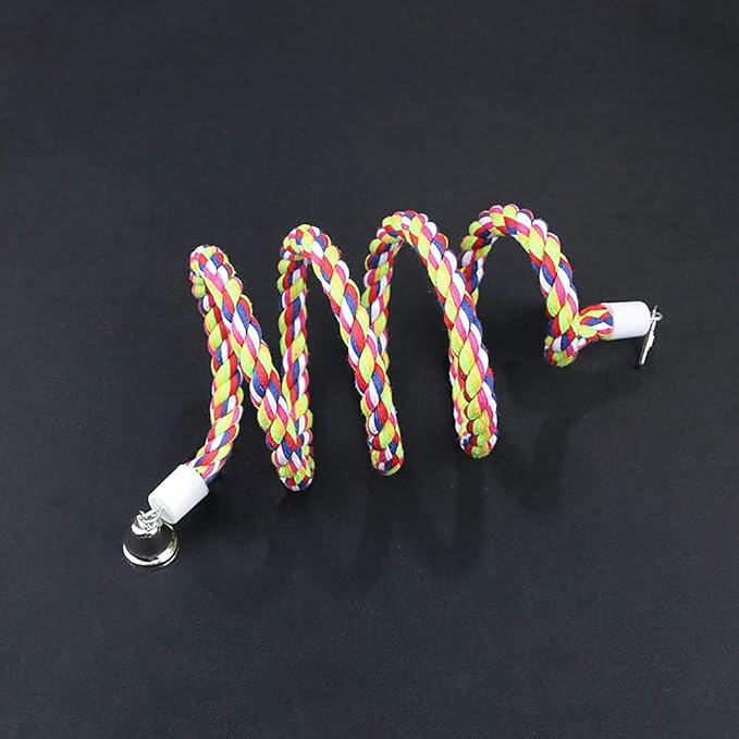 Bird Rope Perch Parakeet Toys, Spiral Cockatiel Toy, 63" Bird Bungee Rope Perches, Cage Accessories
