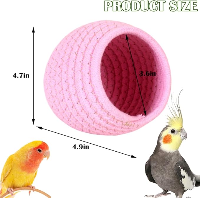 DQITJ Bird Warm Nest Handmade Cotton Rope Cage Sleeping House for Small Bird Parrot Budgie Conure Lovebird Finch Parakeet Cockatiel