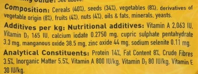 Hari Hagen Tropimix Enrichment Food for Cockatiels & Lovebirds, 2 lb. - HARI Parrot Food with Seeds, Fruit, Nuts, Vegetables, Grains, and Legumes