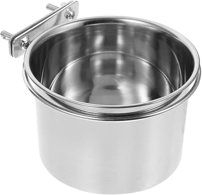 BESPORTBLE Stainless Steel Large Parrot Feeder Bowl Hanging Food and Water Container for Macaw Cage Accessories Easy to Clean Durable