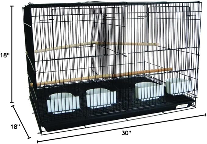 YML Breeding Cages with Divider, Medium, Black, Set of 4