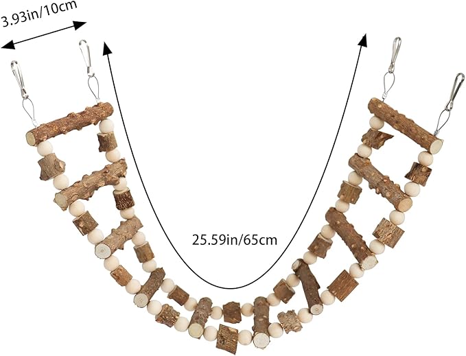 Natural Pepper Wood Hanging Pet Chewing Bridge, Rat Hamster Climbing Accessories, Suitable for Bird Parrot Rat Squirrel Sugar Gliders