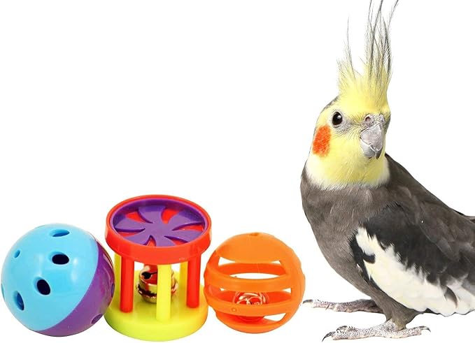 Bonka Bird Toys 1195 Play Three Balls Bell Jingle Budgie Finch Parakeet Lovebird Parrolet
