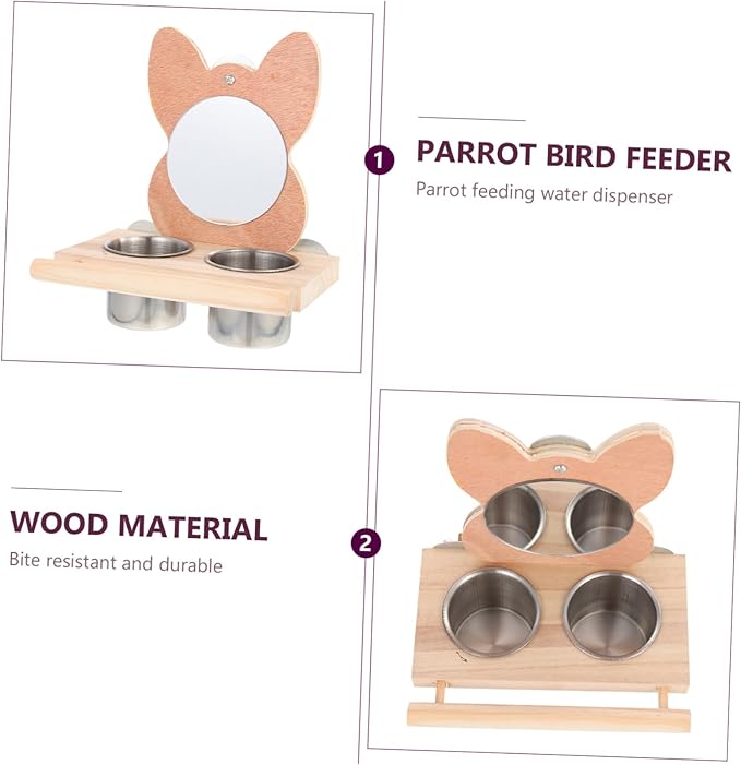 balacoo Parrot Supplies Bird Mirror Food Cup Set Multi-Functional Feeding Bowl and Plaything for Birds Easy to Fill Suitable for Home and Pet Stores Convenient Cleaning and Coordination