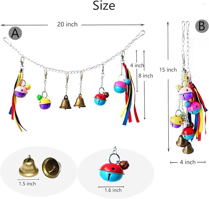 Bird Toy Bell,pet Toys, for Chewing and Anxiety,Parakeets, Cockatiels, Conures, Love Birds,Other Small Birds