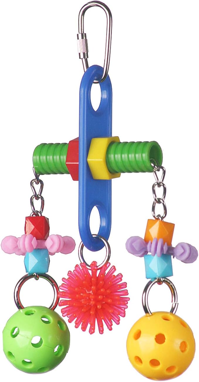 Super Bird Creations SB1087 Tug O' War Bird Toy for Parrotlets, Parakeets, Cockatiels, Lovebirds, Ringnecks, Medium Conures, Quaker, Caiques - Multi-colored toys - Small/Medium Bird Size, 6" x 3" x 1"