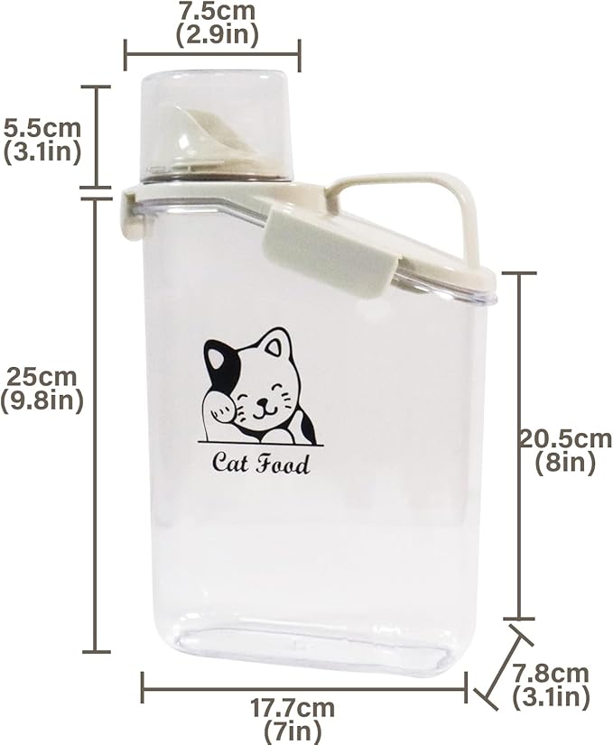 Pet Food Storage Container with Measuring Cup and Pour Spout - Airtight, Leakproof, Portable Pet Food Dispenser for Travel - 2.8L