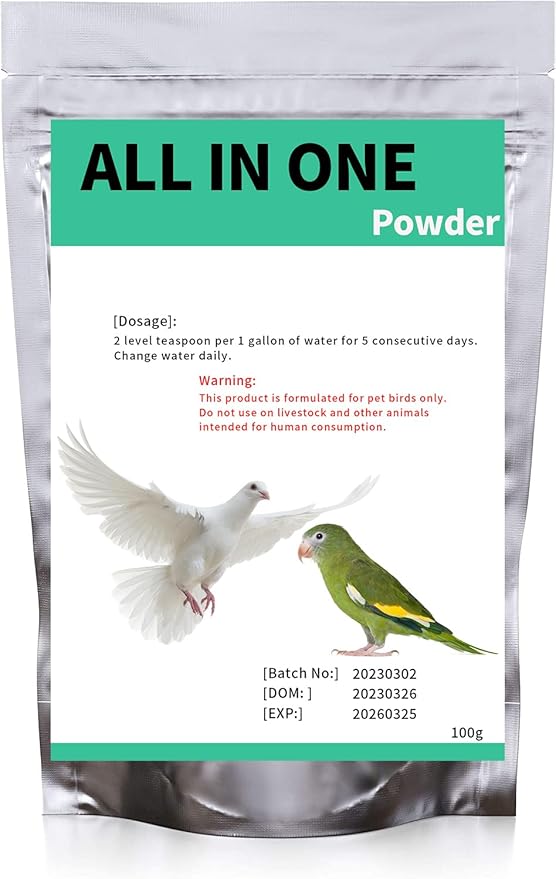 All in One Pigeon Medicine Powder, Chicken Medicine, Treat a Range of Diseases for All Birds, Canary, Aviary, Finches, Parakeet, Cockatiels, Parrots and Cage Small Birds