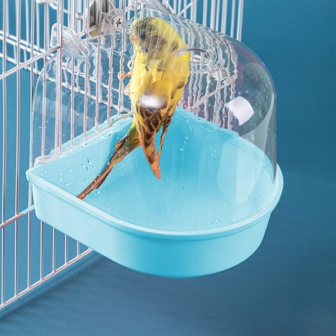 Bird Bath Tub, Hanging Bathtub Bird Cage Supplies with Hooks, Caged Bird Bath Bird Cage Parrot Supplies Bathing Tub, for Small Brids Lovebirds Canary Finches