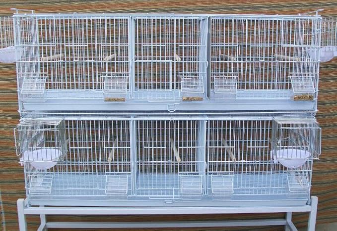 Combo: Extra Large White Stack & Lock Breeder Bird Flight Cage Breeding Nest Door Removable Divider with Removable Rolling Stand 38"x11"x15"H LOT-2