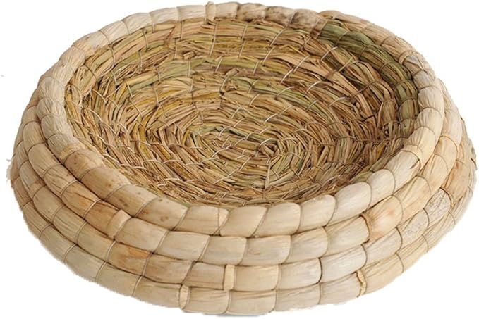 Hypeety Handwoven Straw Bird Nest Cage for Parrot Macaw African Greys Budgies House Hatching Breeding Cave Also for Dove Hamster Gerbil Chinchillas (L)