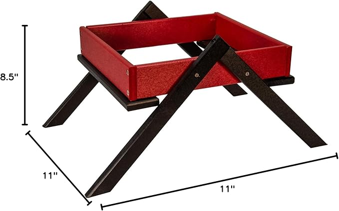 JCs Wildlife Removable Tray Ground Bird Feeder - Platform Bird Feeder - Holds 4 Cups of Seed (Medium, Cardinal Red)