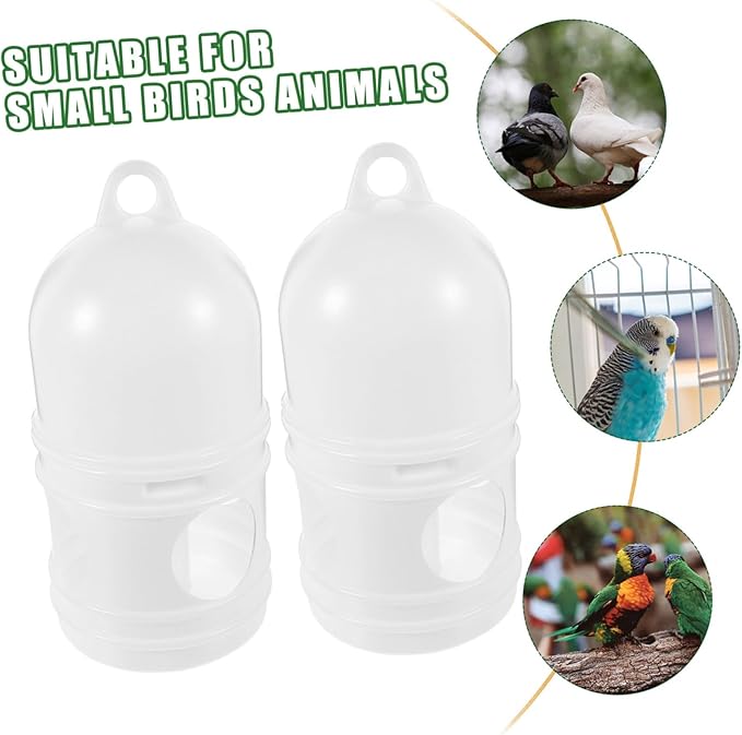 Generic Pigeon Water Dispenser Birds Waterer 2 Pack Plastic Bird Feeding Supply 9.44X4.72X4.72 Inch Clean Odorless Water Feeder for Indoor Outdoor Bird Cages