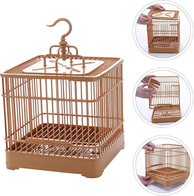 STOBOK 1Pc Hanging Bird Cage, 23x23x32cm Hanging Bird House Bird Travel Carrier for Budgie Lovebird Parrot Parakeet