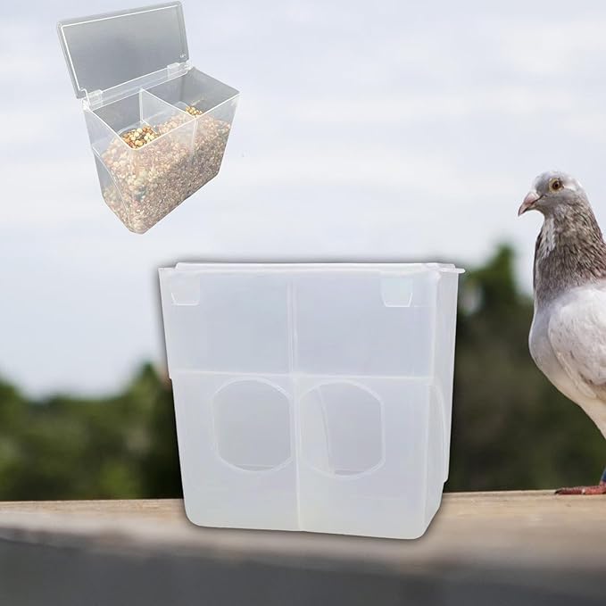Automatic Pigeon Bird Feeder Hanging Parrot Feeder, Food Feeding Station Quail Feeder Cage Accessories for Finch Budgerigar, Double Hole