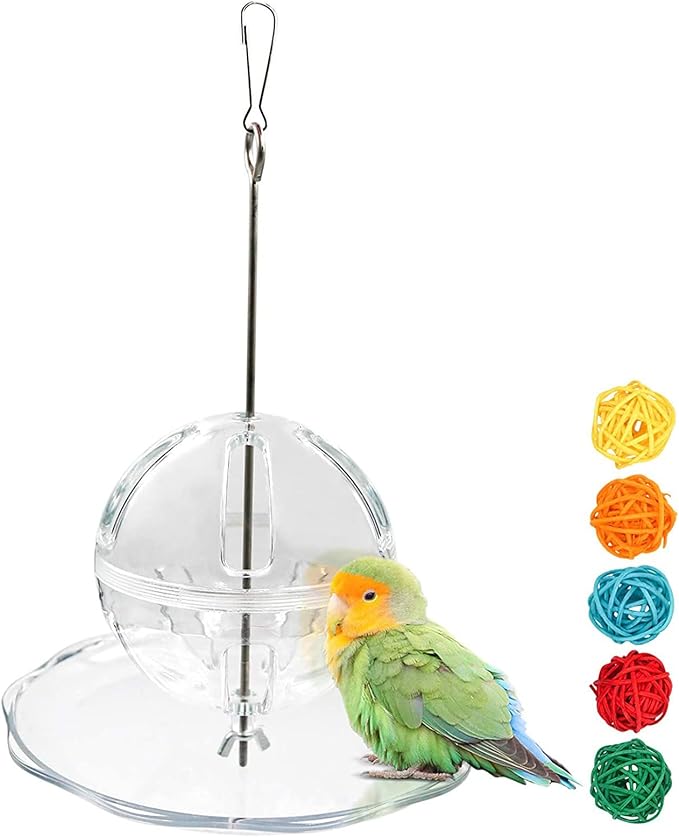 Bird for Creative Foraging Feeder Food Ball Rotate Training Toy Rattan for Small and Parrots Parakeets Conu Bird Foraging Feeder Toys Food Stainless Steel Hanging Food Treat Holder
