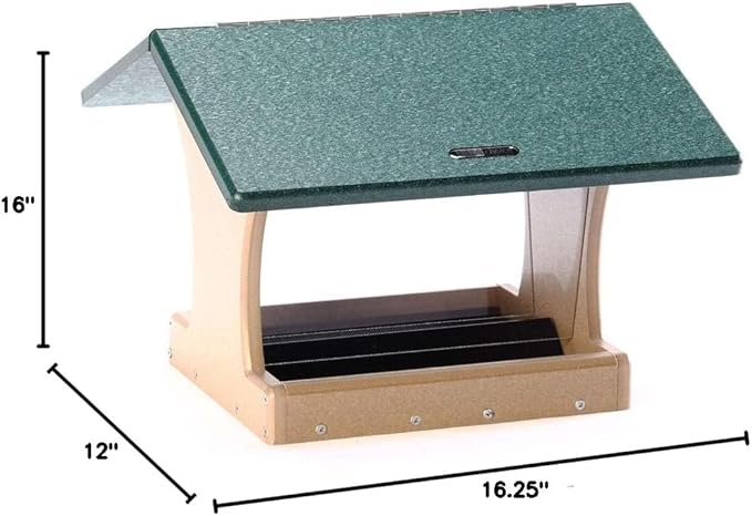 Birds Choice SN300 Two-Sided Hopper Feeder, Recycled Bird Feeder, Large, Taupe/Green