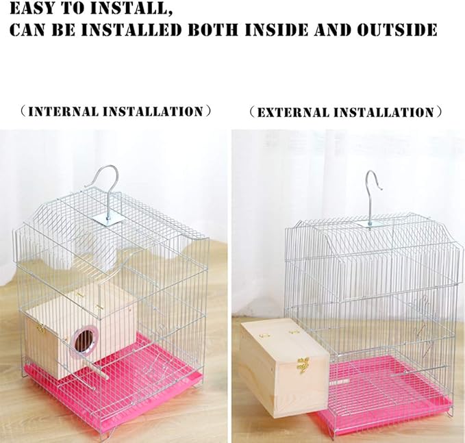 Pine Wood Parakeet Nest Box Bird House Budgie Breeding Mating Box for Lovebirds Cockatiel Parrotlets (XL)