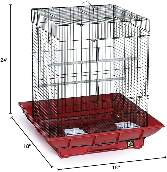 HomeStock Mountain Majesty Clean Life Bird Cage with Spacious Interior, Durable Build, Easy-to-Clean Features, and Secure Design for Birds' Comfort Red