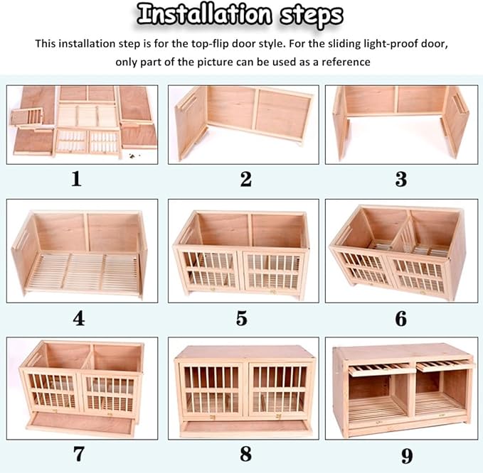 Large Pigeon Cage, Solid Wood Sliding Door Bird Cage, Light-Proof Door Outdoor Pigeon Nest Box, Removable Tray(23.6IN*2)