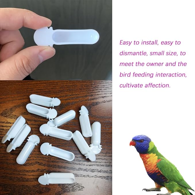 8 Pcs Small Bird Removable Transparent Bowl, Parrot Food Feeder with 8 Pcs Small Food Cups for Canary Finch Parrot Small Animal, White + Clear